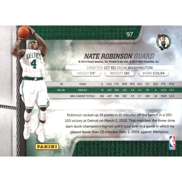 2009 Absolute Basketball Card - #97 Nate Robinson - Picture 2 of 2